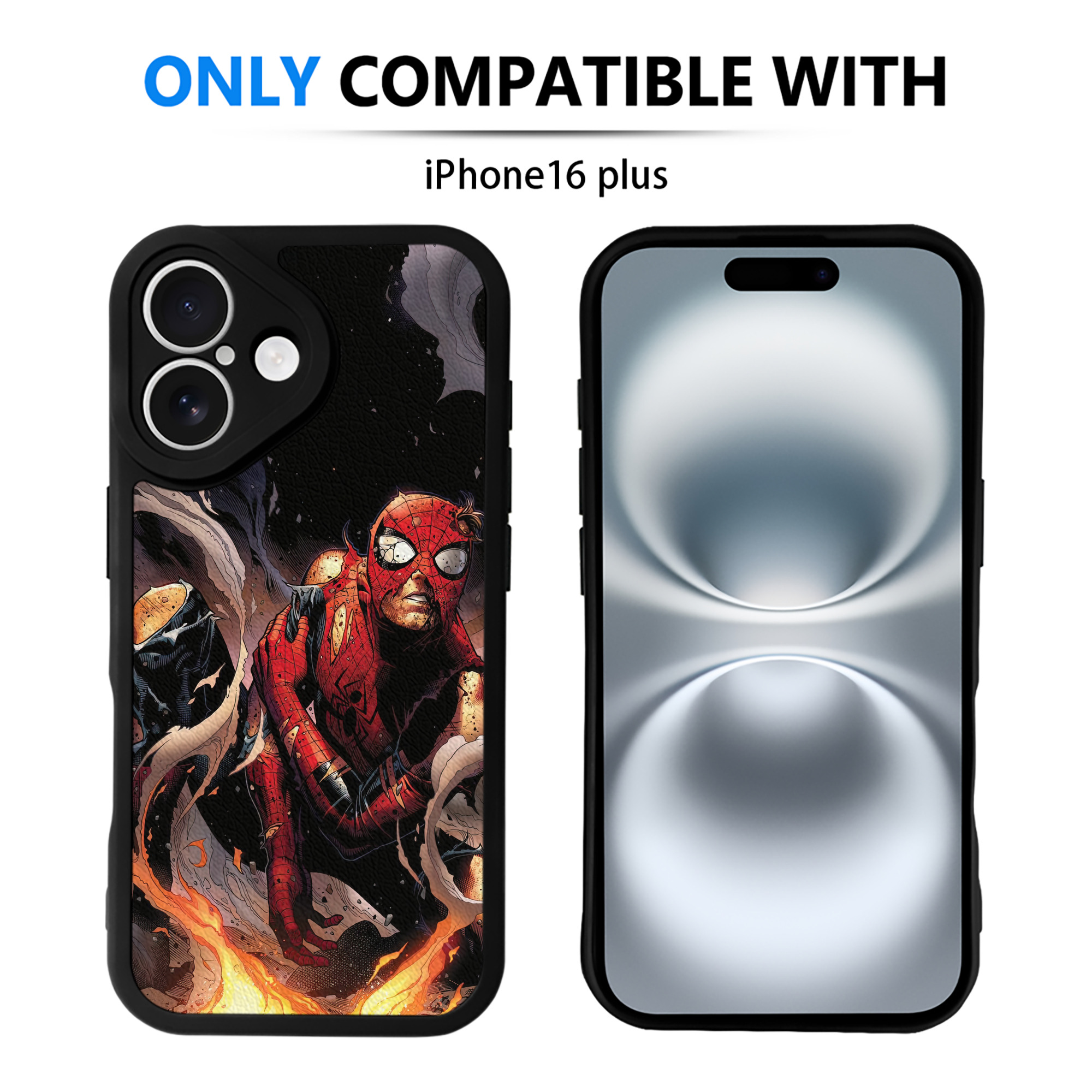 （画像用） Spider Man スパイダーマン 【iPhone 16シリーズ対応】シリコンスマホケース（レザー調） 材質：シリコン